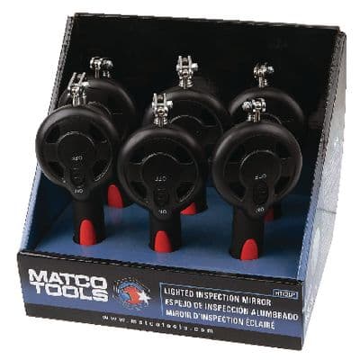 6 PIECE 2-3/8" ROUND LED LIGHTED TELESCOPING INSPECTION MIRROR DISPLAY