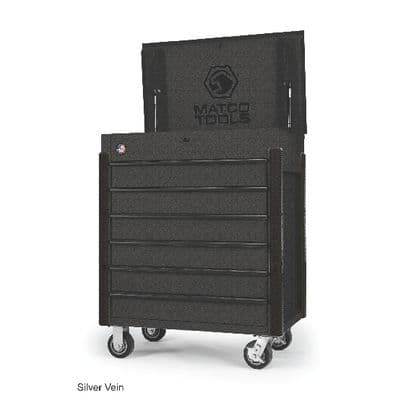 35” x 22” JSC483 ROLLING TOOL CART (SILVER VEIN/BLACK)
