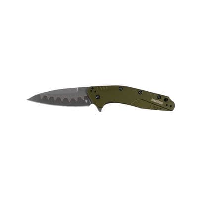 KERSHAW DIVIDEND FOLDING KNIFE WITH COMPOSITE BLADE, OLIVE