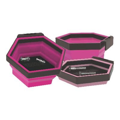 3 PIECE 4" MAGNETIC COLLAPSIBLE CUP SET - PINK TOOLS FOR THE CAUSE