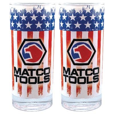 MATCO AMERICAN FLAG GLASS CUPS - SET OF 2