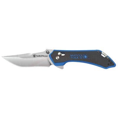 SMITH & WESSON X MATCO CLIP POINT FOLDING KNIFE, BLUE