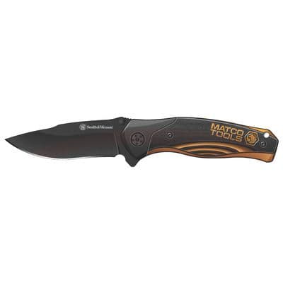 SMITH & WESSON X MATCO ULTRA GLIDE DROP POINT FOLDING KNIFE, ORANGE