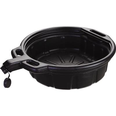4-1/4 GALLON OVAL DRAIN PAN WITH CAP - BLACK