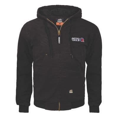BLACK HOODED WASHED JACKET - M