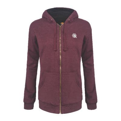 WOMENS BERNE FULL ZIP INSULATED HOODED SWEATSHIRT, CABERNET - L