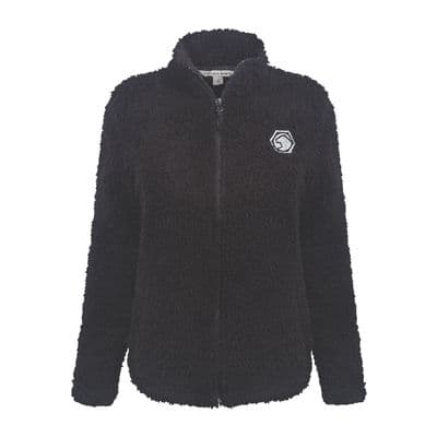WOMENS COZY SHERPA FLEECE FULL ZIP JACKET, BLACK - S