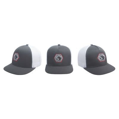 FLEXFIT CHARCOAL / WHITE FLATBILL HAT