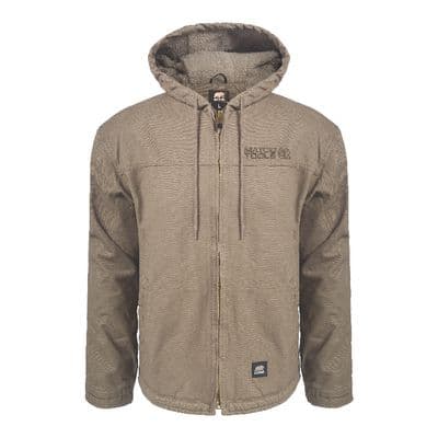 MENS BERNE HEARTLAND WASHED DUCK HOODED WORK COAT, GREY STONE - M