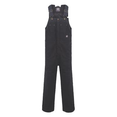 MEN'S BERNE HEARTLAND INSULATED WASHED DUCK BIB OVERALL, BLACK - L