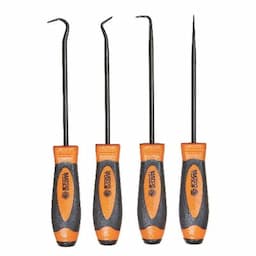 4 PIECE HOOK AND PICK SET WITH METAL CAP - ORANGE