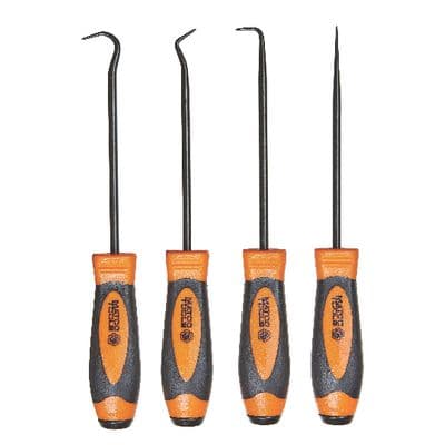 4 PIECE HOOK AND PICK SET WITH METAL CAP - ORANGE