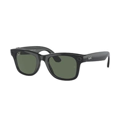RAY-BAN META WAYFARER SHINY BLACK WITH G15 GREEN LENSES