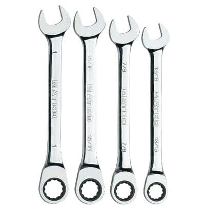 4 PIECE 72 TOOTH SAE COMBINATION RATCHETING WRENCH SET