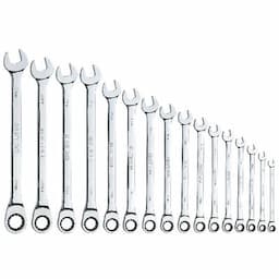 16 PIECE 72 TOOTH EXTRA LONG METRIC COMBINATION RATCHETING WRENCH SET