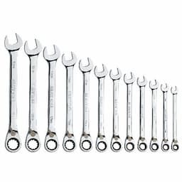 12 PIECE 90 TOOTH METRIC REVERSIBLE COMBINATION RATCHETING WRENCH SET