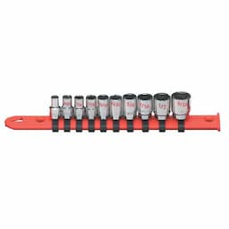 10 PIECE 1/4" DRIVE SAE 6 POINT CHROME SOCKET SET