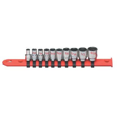 10 PIECE 1/4" DRIVE SAE 6 POINT CHROME SOCKET SET
