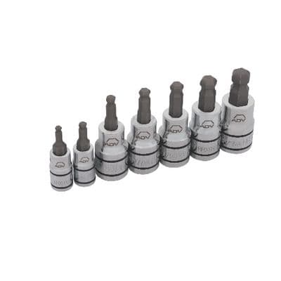7 PIECE 1/4" AND 3/8" DRIVE SAE ADV BALL HEX BIT SOCKET SET