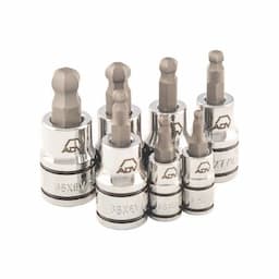 7 PIECE 1/4" AND 3/8" DRIVE SAE HEX BALL BIT SOCKET SET