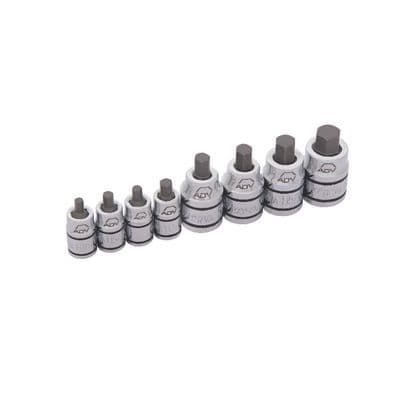 8 PIECE 1/4" AND 3/8" DRIVE SAE ADV STUBBY HEX BIT SOCKET SET