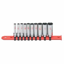1/4" DRIVE 10 PIECE SAE 6 POINT DEEP CHROME SOCKET SET