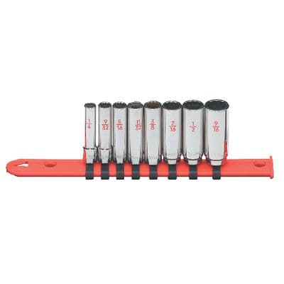 8 PIECE 1/4" DRIVE SAE 12 POINT DEEP CHROME SOCKET SET