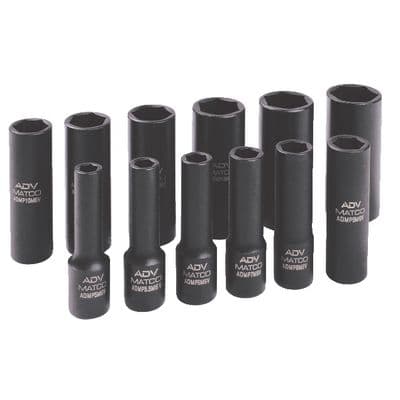 12 PIECE 1/4" DRIVE METRIC 6 POINT ADV MAGNETIC IMPACT SOCKET SET