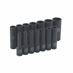 14 PIECE 1/4" DRIVE METRIC 6 POINT ADV DEEP IMPACT SOCKET SET