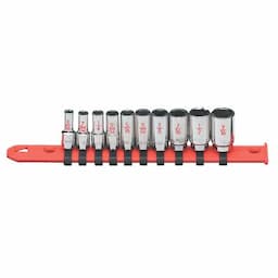 1/4" DRIVE 10 PIECE SAE 6 POINT MID-LENGTH CHROME SOCKET SET