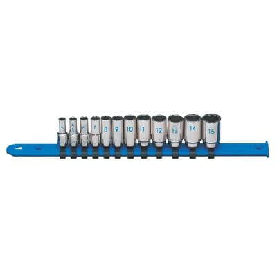 1/4" DRIVE 12 PIECE METRIC 6 POINT MID-LENGTH CHROME SOCKET SET