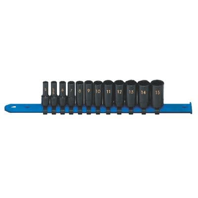 1/4" DRIVE 12 PIECE METRIC 6 POINT MID-LENGTH IMPACT SOCKET SET