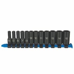 12 PIECE 1/4" DRIVE METRIC 6 POINT ADV MID LENGTH IMPACT SOCKET SET