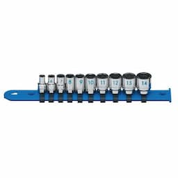 1/4" DRIVE 10 PIECE METRIC 6 POINT CHROME SOCKET SET