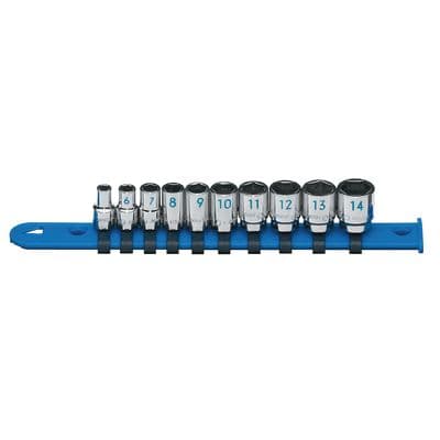 1/4" DRIVE 10 PIECE METRIC 6 POINT CHROME SOCKET SET