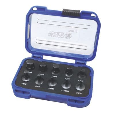 10 PIECE 1/4" DRIVE STUBBY HEX METRIC SET