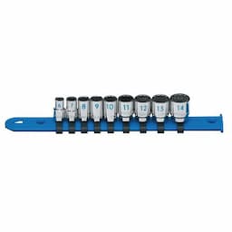 1/4" DRIVE 9 PIECE METRIC 12 POINT CHROME SOCKET SET