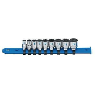 1/4" DRIVE 9 PIECE METRIC 12 POINT CHROME SOCKET SET