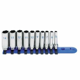 1/4" DRIVE 10 PIECE METRIC 6 POINT DEEP CHROME SOCKET SET