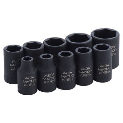 1/4" DRIVE 10 PIECE SAE 6 POINT ADV IMPACT SOCKET SET