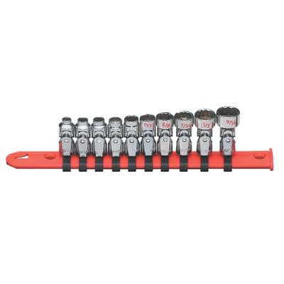 10 PIECE 1/4" DRIVE SAE 12 POINT UNIVERSAL CHROME SOCKET SET