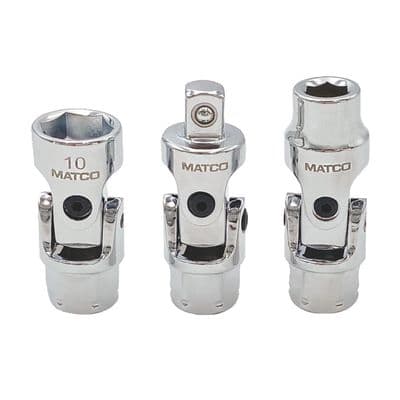 3 PIECE 1/4" X 11MM DUAL DRIVE SPRING LOADED UNIVERSAL JOINT KIT