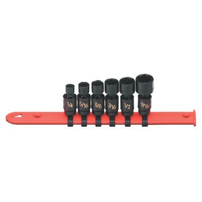 1/4" DRIVE 6 PIECE SAE 6 POINT UNIVERSAL IMPACT SOCKET SET