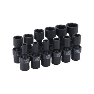 12 PIECE 1/4" DRIVE METRIC 6 POINT ADV UNIVERSAL IMPACT SOCKET SET