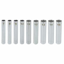 9 PIECE1/4" DRIVEMETRIC 6 POINT EXTRA DEEP SOCKET SET