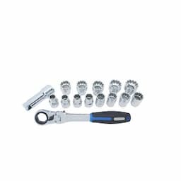 15 PIECE THRU-HOLE DRIVE RATCHET AND SOCKET SET