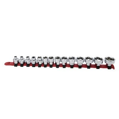 14 PIECE 3/8" AND 17MM DUAL DRIVE SAE 6 POINT LOW PROFILE SOCKET SET