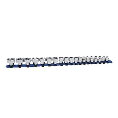 19 PIECE 3/8" AND 17MM DUAL DRIVE METRIC 6 POINT LOW PROFILE SOCKET SET