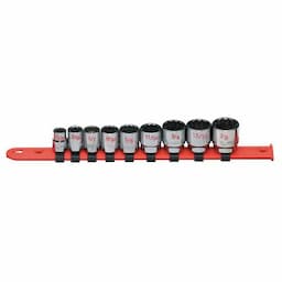 3/8" DRIVE 9 PIECE SAE 12 POINT CHROME SOCKET SET