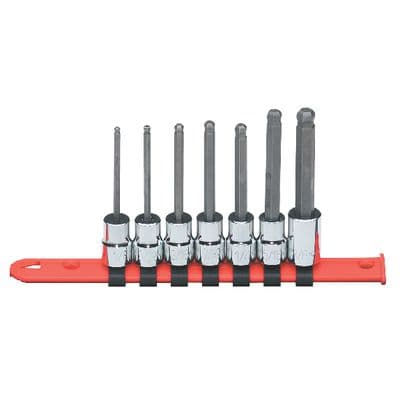 3/8" DRIVE 7 PIECE SAE MID-LENGTH BALL HEX BIT SOCKET DRIVER SET